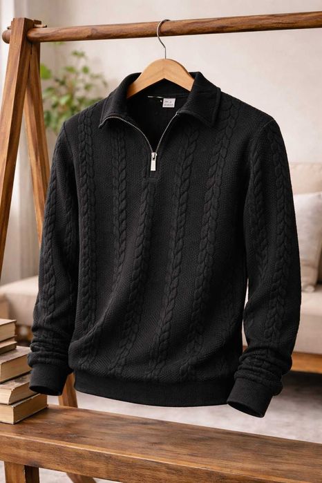 camisola Masculina com Gola e Meio Zíper