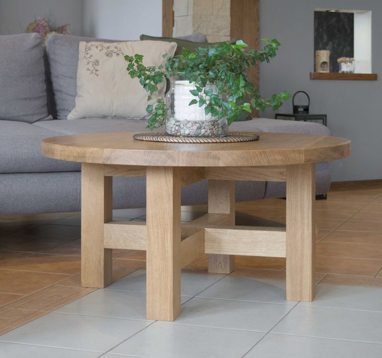 Stolik kawowy okrągły z litego dębu