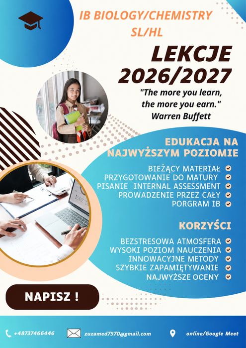 Korepetycje IB chemistry/biology