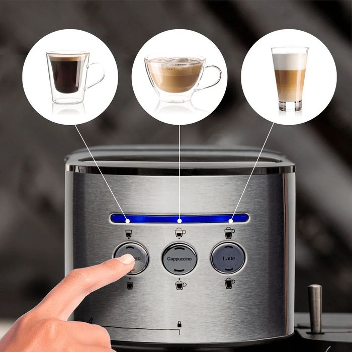 Kolbowy ekspres ciśnieniowy BluMill Caffee machine 1470 W srebrny