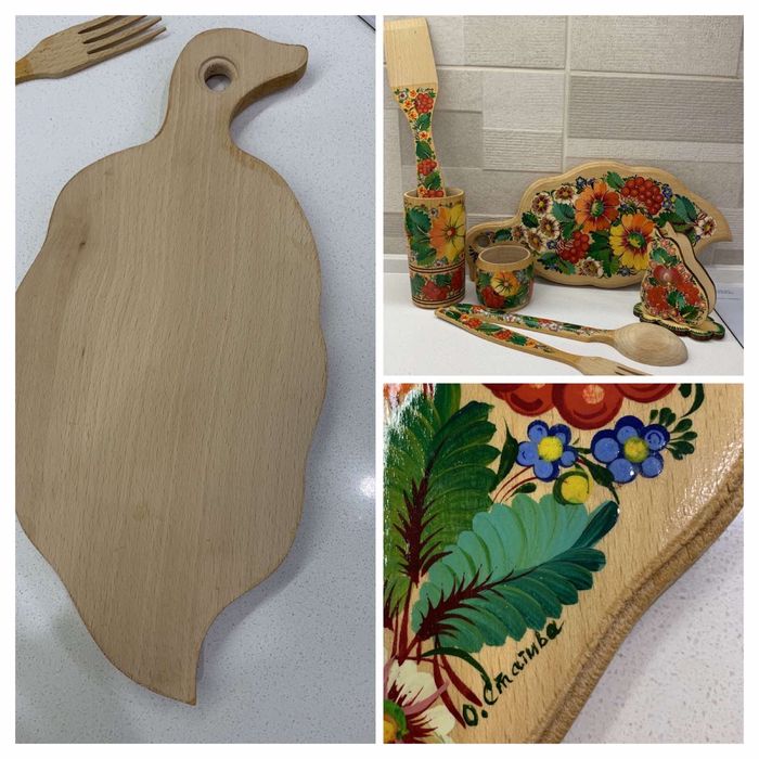 Петриківській розпис, дошка, солонка, набір для кухні