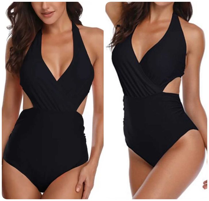 Купальник монокіні цільний чорний на зав’язках бюст В-С р.48-50