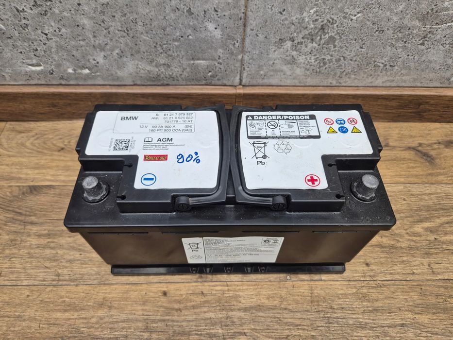 BMW Akumulator AGM 90Ah 900A 12V 2015R Stan Baterii 90% 7575327