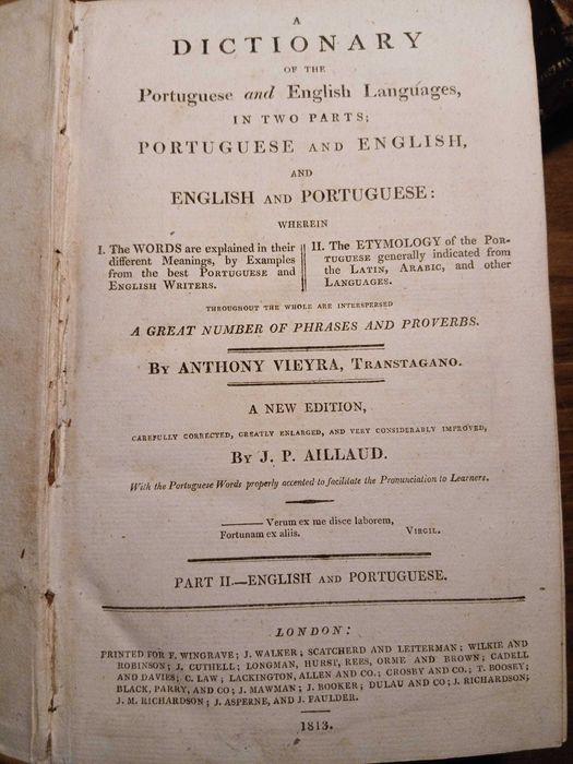 António Vieira, A Dictionary of the Portuguese and English Languages