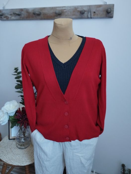 SWETER damski rozpinany – czerwony, SOYA r. L