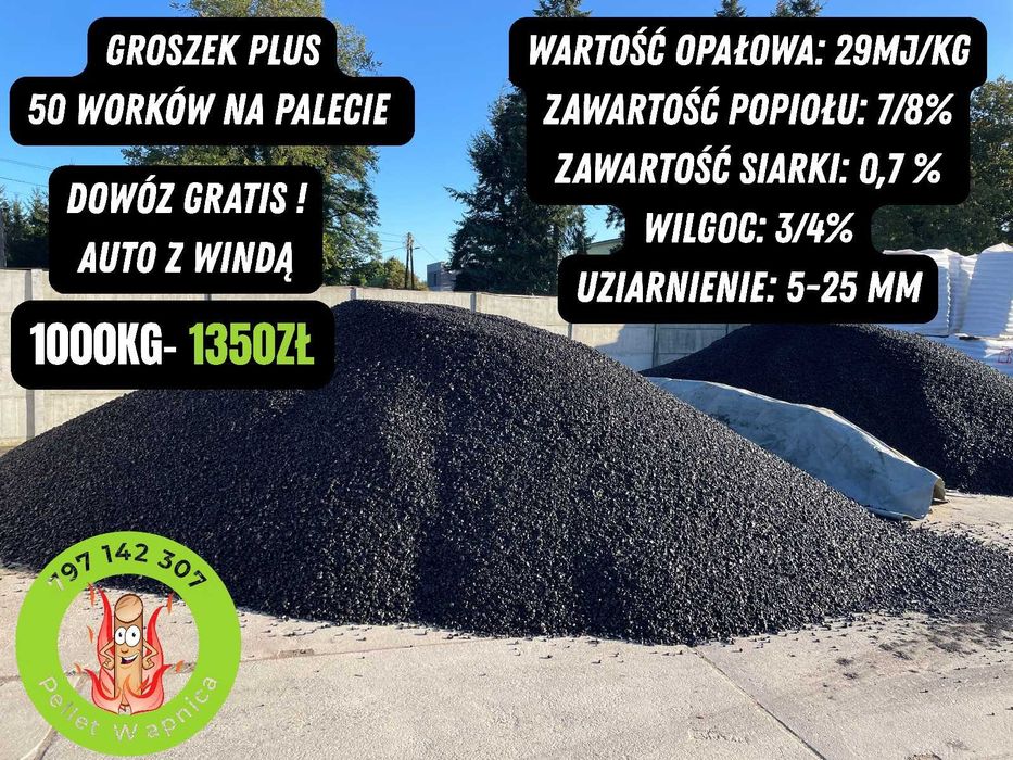 węgiel groszek Plus workowany 29MJ, 1000kg – Dowóz 1600zł