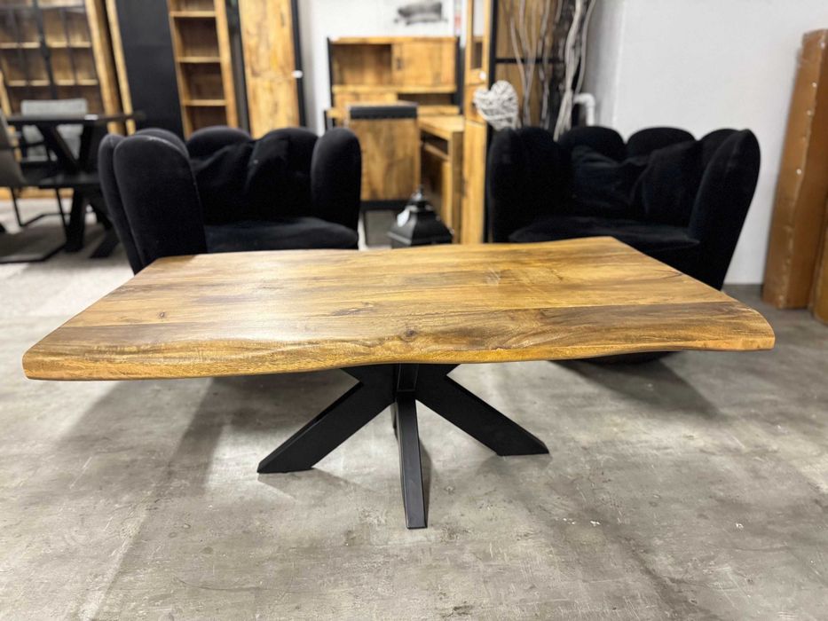 Wyjatkowy Stolik kawowy ława LOFT egzotyczne drzewo mango blat Edge