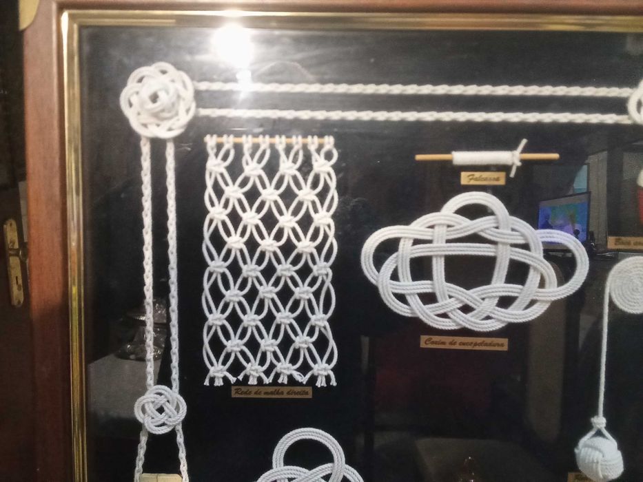 Quadro decorativo, arte de marinheiro de nós e coxins