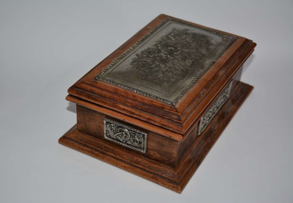 Wooden Box with Pure Tin Inlays