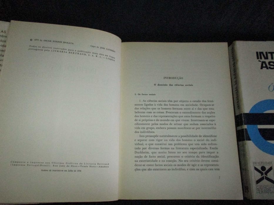 Livros Introdução às Ciências Sociais Óscar Barata 2 Volumes