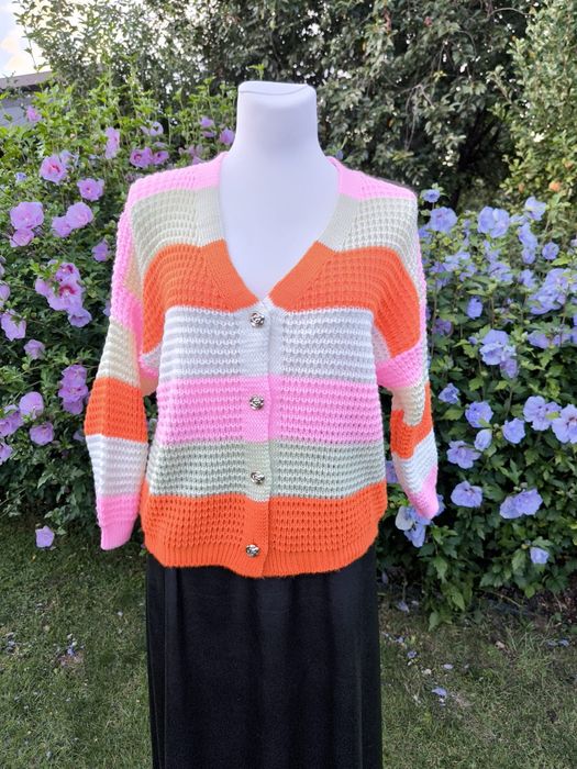 Sweter zapinany w pasy pomarańcz bez new collection roz L-xxl