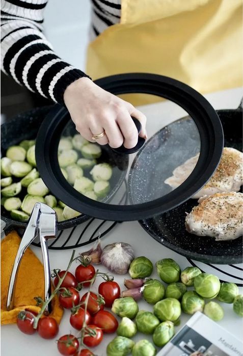 Szklana Pokrywka Silikonowa Na Patelnie Garnki 24/26/28Cm Uniwersalna