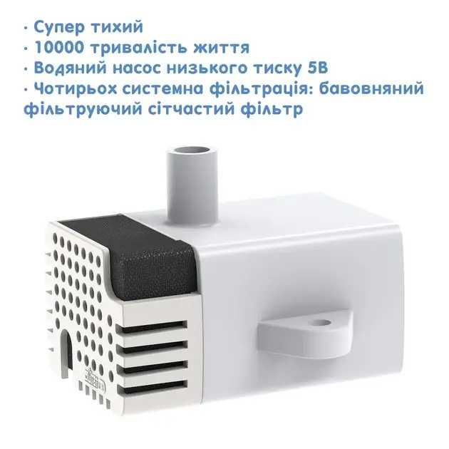 Питний фонтан для кішок і собак HoneyGuaridan W58 6L з фільтром,