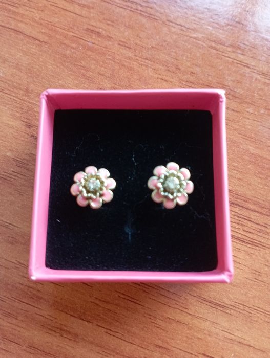 Brincos  Floridos Dourado e Rosa