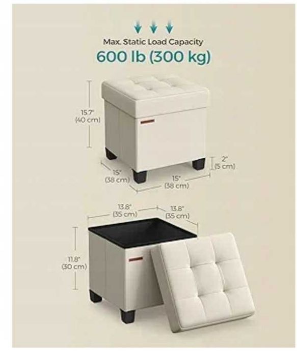 Pufa tapicerowana beżowa SONGMICS