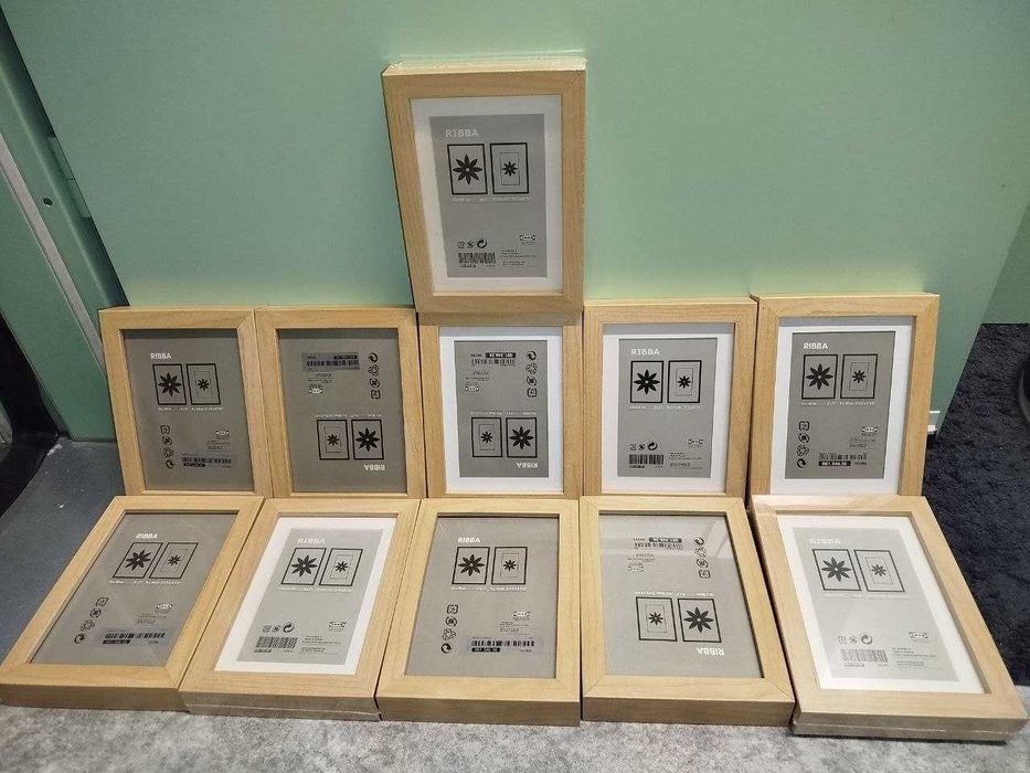 11 рамок IKEA RIBBA світле дерево (13x18 + 9x14) - ідеальний стан