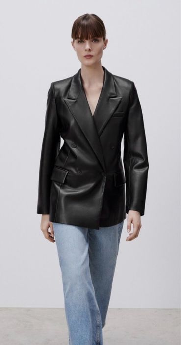 Шкіряний піджак блейзер Zara. Розмір М