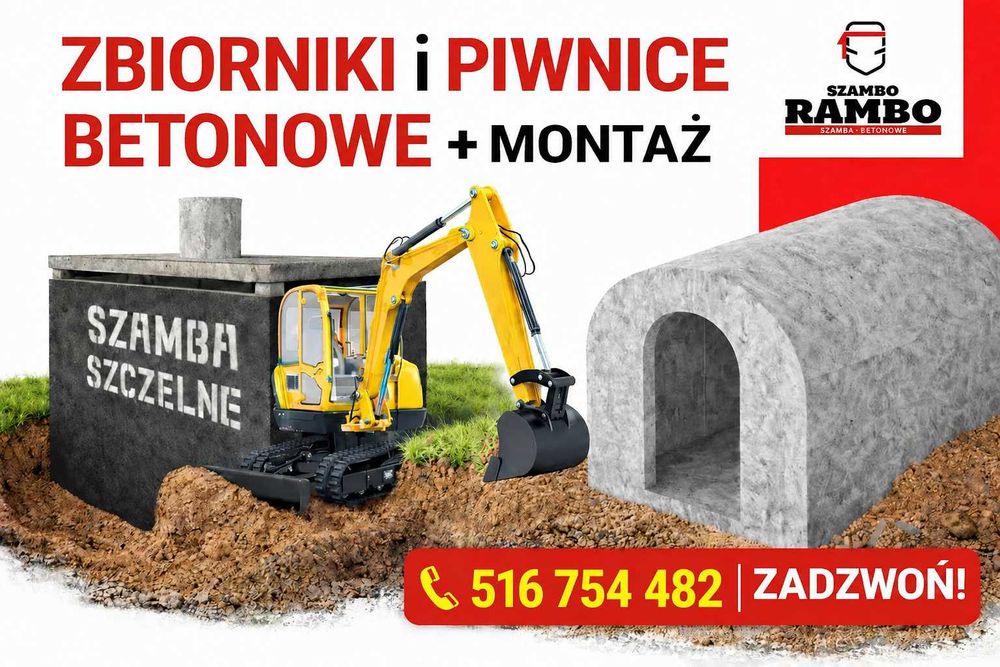 Szambo z Montażem Zbiornik Betonowy Piwnica Ogrodowa 10m3 Pomorskie