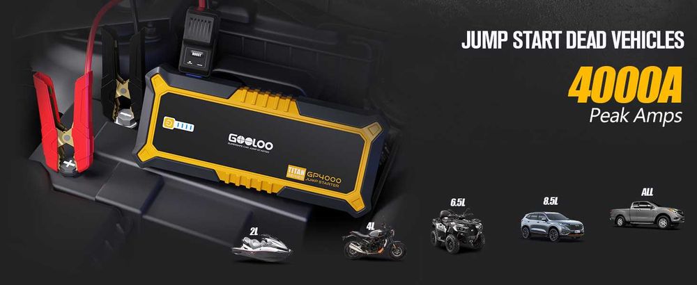 Jump Starter 4000A todos Veículos os gás, motor diesel 12V Lithium