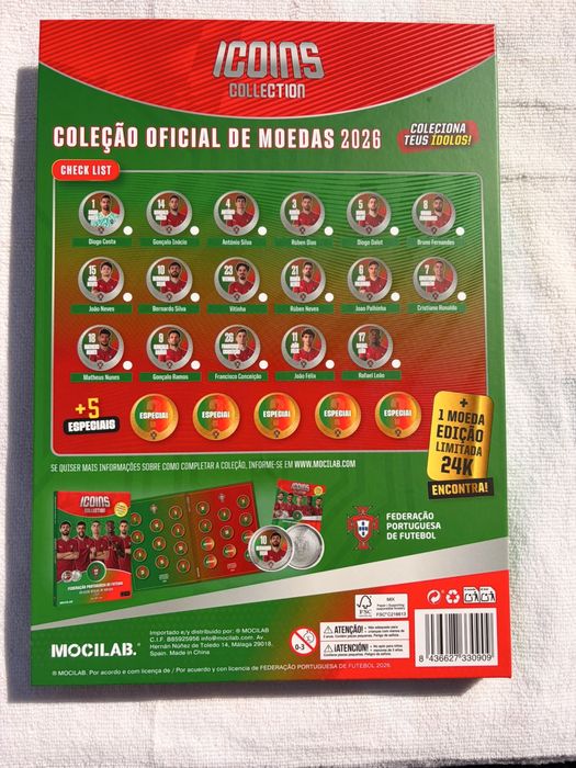 Icoins collection FPF 2026 — coleção completa com as 5 moedas especiais douradas