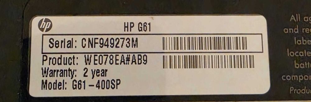 Portátil HP - G61