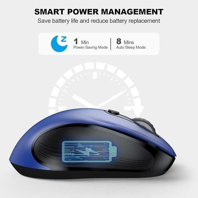 WisFox Bezprzewodowa 2.4G ergonomiczna mysz USB 6 przycisków niebieska
