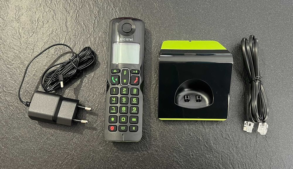 Telefon bezprzewodowy DECT Alcatel S280 w kolorze czarno-zielonym
