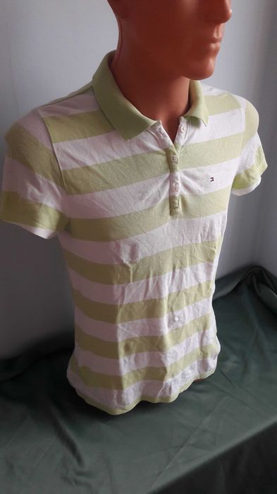 Koszulka polo damska Tommy Hilfiger biało zielona