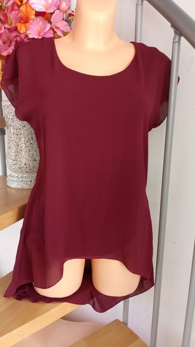 Tunika burgundowa asymetryczna na podszewce