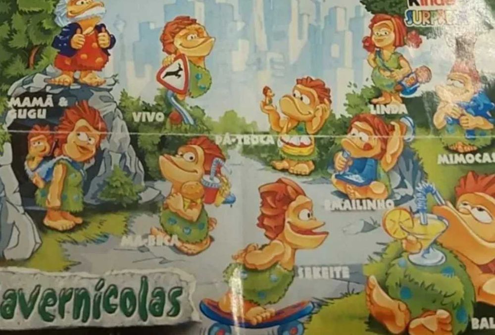 Figuras bonecos brinquedos Kinder Cavernicolas homens das cavernas