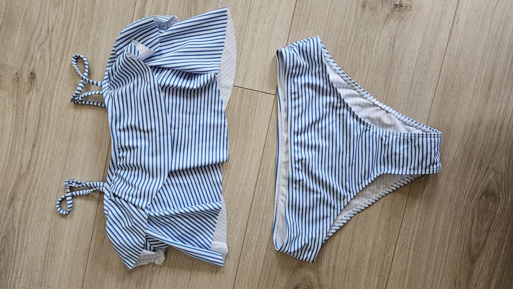 Stroj dwuczęściowy bikini 158/164 niebieski w paski