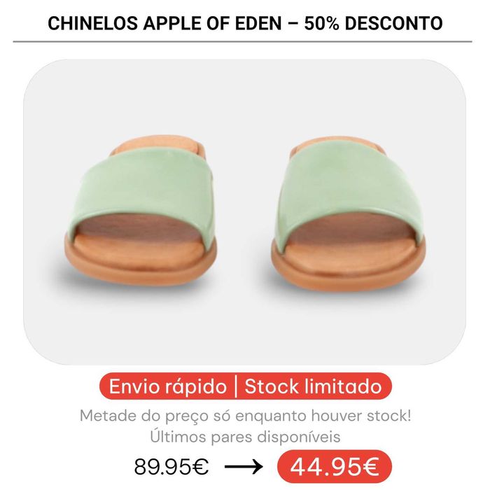 50% Desconto - Chinelos Apple of Eden Shoes