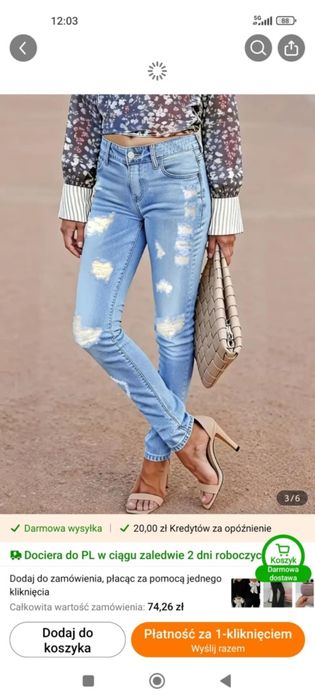 Dżinsowe spodnie z dziurami.