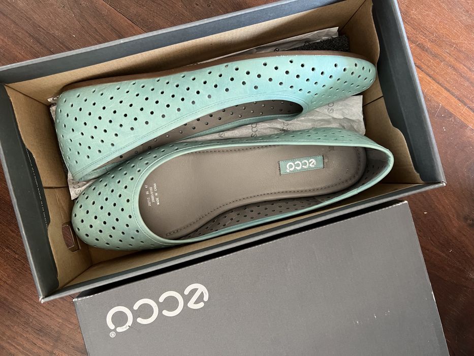 Piękne baleriny Ecco 42 turkus