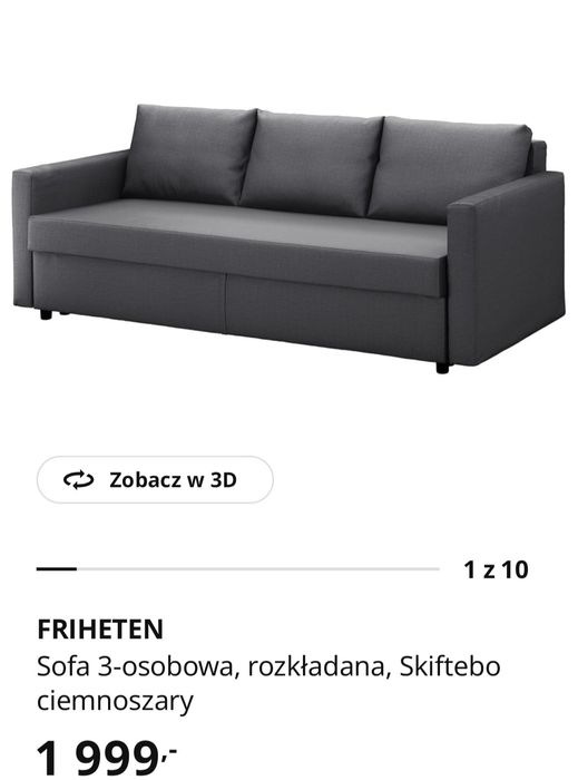 Sofa 3- osobowa, rozkładana Ikea