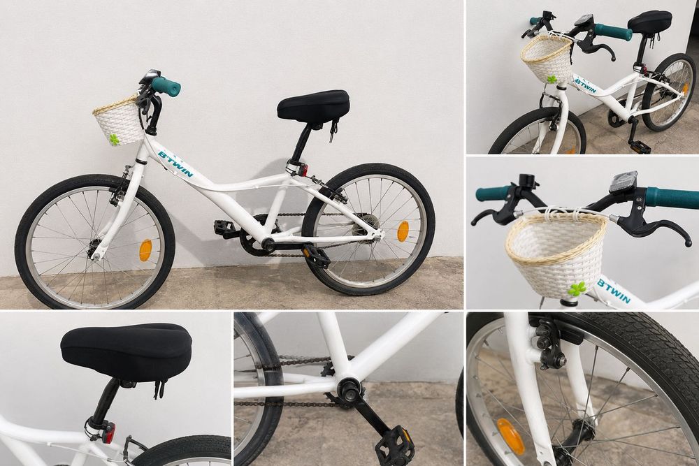 Bicicleta B’TWIN Original 100 branca com cesto
