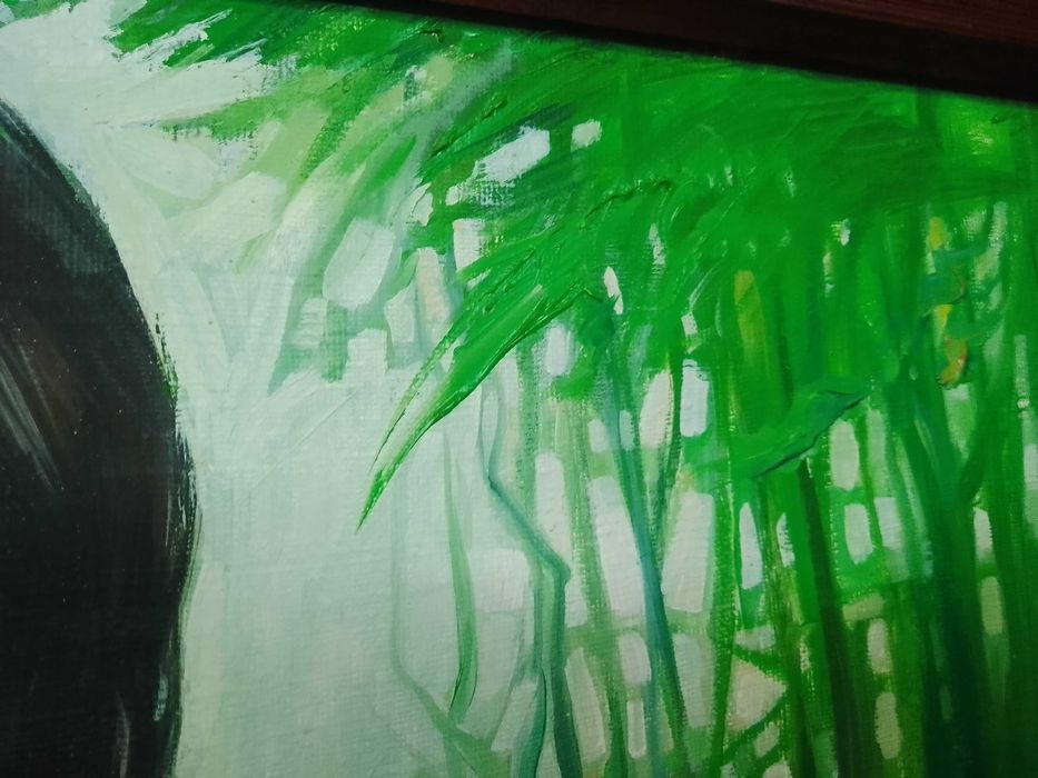 Obraz olejny. 3D. Dzieci, pies, natura. Barwny. Wyrazisty. 65x73 cm.