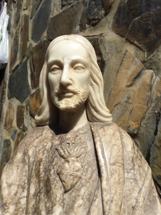 Sagrado Coração de Jesus Mármore Itália Séc XVIII 52 cm Arte Sácra