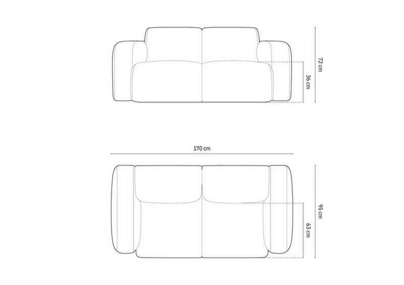 Nowoczesna sofa 2-osobowe Molino Szenil Jasny beż 170x95x72cm Micadoni