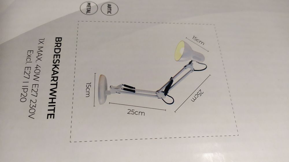 Candeeiro de Secretária/ Mesa Extensível - Branco - Novo