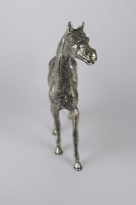 Escultura Art Deco - Cavalo em latão prateado