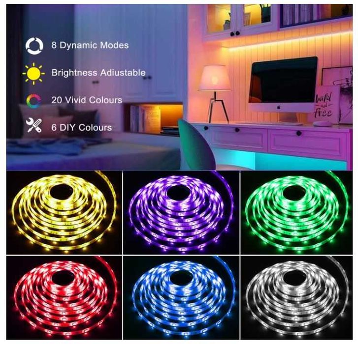 Taśma LED RGB Wifi 15m (2x7.5m) sterowanie pilotem, telefonem