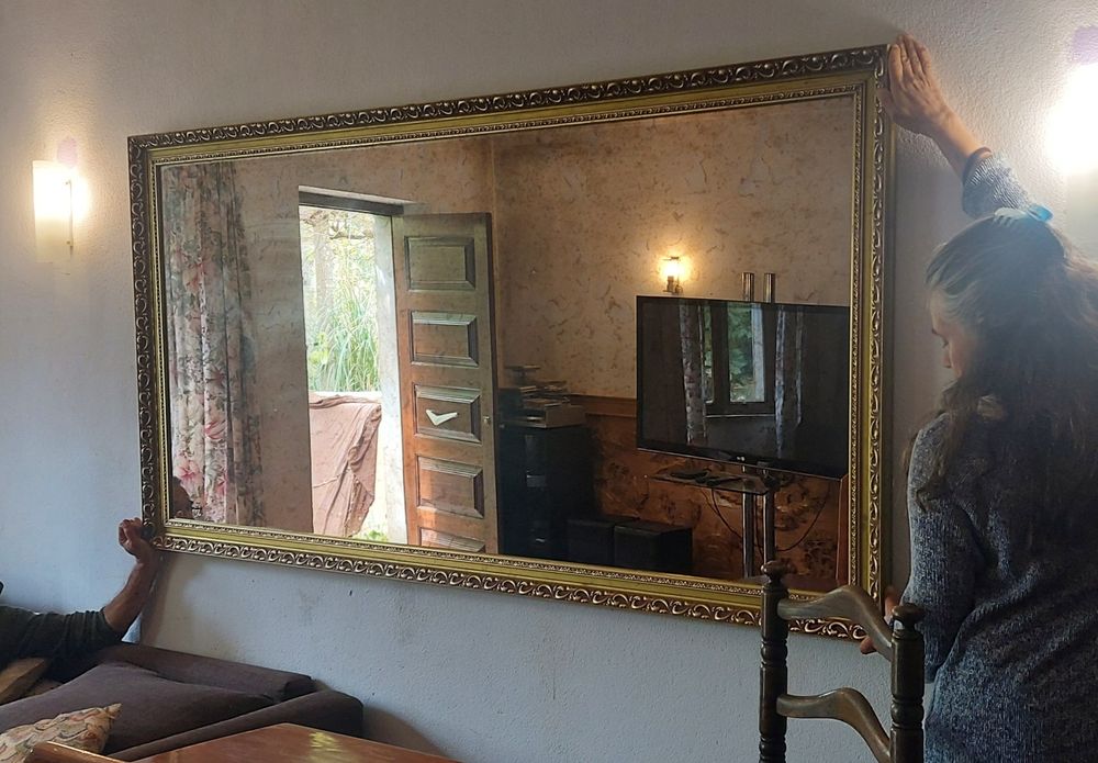 Espelho Vintage - Biselado com Talha Dourada (100 x 200 cm)