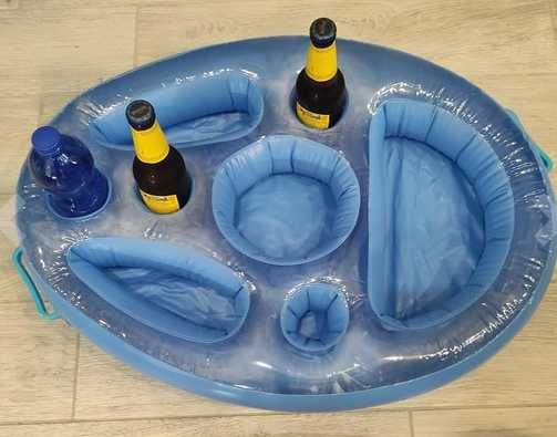Bandeja insuflável flutuador porta-bebidas garrafas piscina 51 x 70 cm