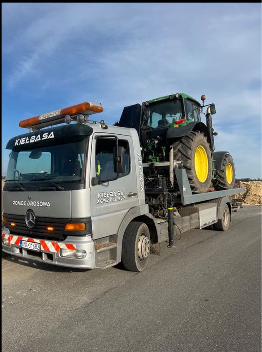 Usługi transportowe HDS z przyczepą niskopodwoziową dzwig