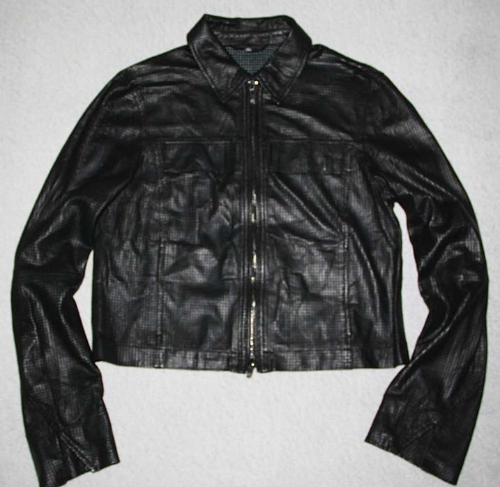 Riani Perforated Leather Short Zip Jacket Kurtka Skórzana Damska