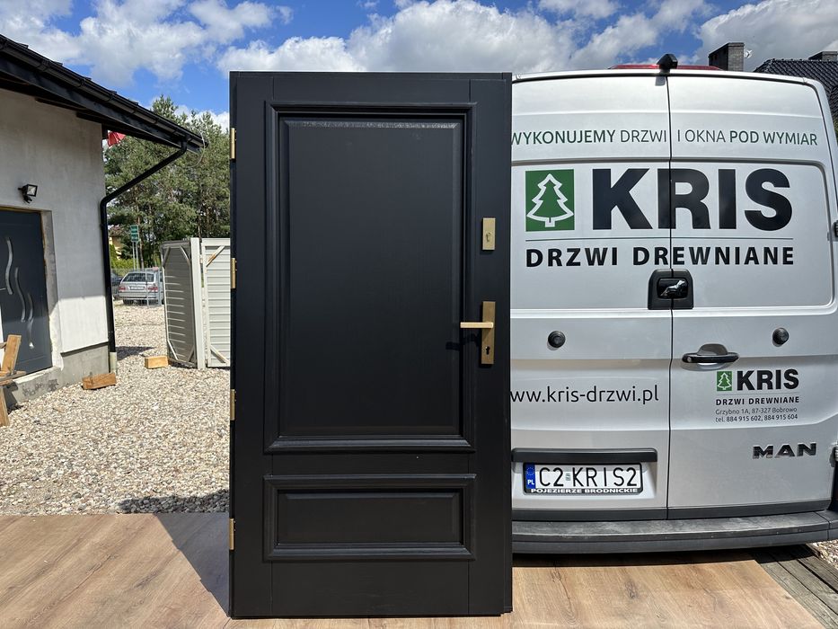 Drzwi zewnętrzne drewniane  Amerykańskie na wymiar czarne  cała Polska