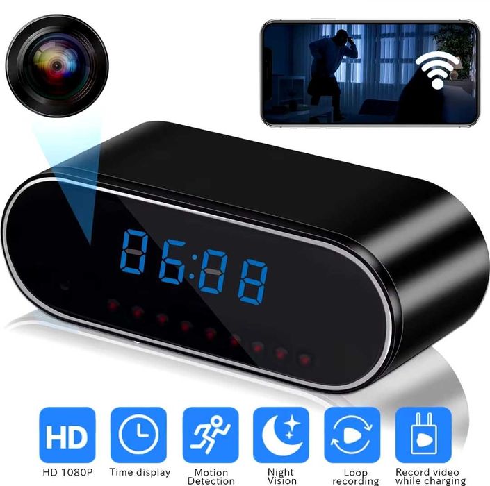 Ukryta kamera szpiegowska zegarek led detekcja podczerwień wifi zdalna