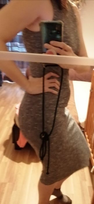 Vestido midi  cinza