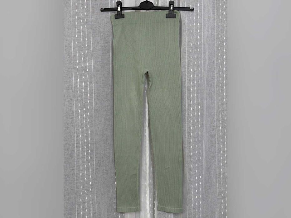 legginsy Zara khaki dopasowane wysoki stan L 40